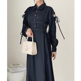 ヘルシーな肌見せが旬。肩空きリボン使いステッチ配色ワンピース | Classical Elf | 詳細画像8