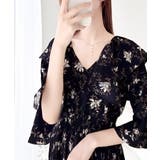 【mily bilet】優雅にスタイルアップ。フリル襟花柄肩スリットワンピース | Classical Elf | 詳細画像10