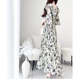 【mily bilet】優雅にスタイルアップ。フリル襟花柄肩スリットワンピース | Classical Elf | 詳細画像3