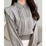 グレー | 【mily bilet】女性らしさ際立つエレガントスタイル。ピンタックフリルブラ… | Classical Elf 