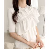 【mily bilet】大人の華やかな旬スタイル。パールボタンフリル使いサマーニ… | Classical Elf  | 詳細画像1 