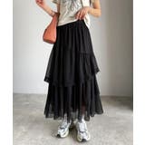 ブラック | 【mily bilet】大人可愛いエアリーな存在感。アシンメトリーフリルチェック… | Classical Elf 