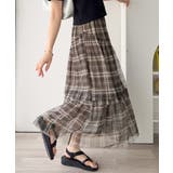 ベージュ | 【mily bilet】大人可愛いエアリーな存在感。アシンメトリーフリルチェック… | Classical Elf 