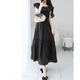 ブラック | 【mily bilet】甘さと気品を一枚に。ビッグオーガンジーケープ付きオフショ… | Classical Elf 