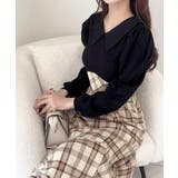 愛され要素がぎゅっと盛り♪シャツ襟チェックアシメフリルドッキングロングワンピース… | Classical Elf  | 詳細画像7 