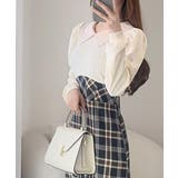 愛され要素がぎゅっと盛り♪シャツ襟チェックアシメフリルドッキングロングワンピース… | Classical Elf  | 詳細画像16 