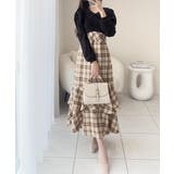 愛され要素がぎゅっと盛り♪シャツ襟チェックアシメフリルドッキングロングワンピース… | Classical Elf  | 詳細画像5 