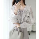 上品にスタイルアップ。シャイニー花柄フリルブラウスドッキングワンピース | Classical Elf  | 詳細画像10 