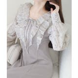 上品にスタイルアップ。シャイニー花柄フリルブラウスドッキングワンピース | Classical Elf  | 詳細画像11 