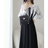 上品にスタイルアップ。シャイニー花柄フリルブラウスドッキングワンピース | Classical Elf  | 詳細画像2 