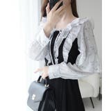 上品にスタイルアップ。シャイニー花柄フリルブラウスドッキングワンピース | Classical Elf  | 詳細画像6 