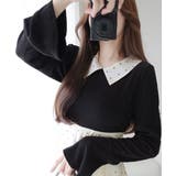 清楚見えする切り替え配色フレア袖ドッキングワンピース | Classical Elf  | 詳細画像8 