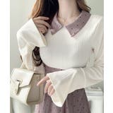 清楚見えする切り替え配色フレア袖ドッキングワンピース | Classical Elf | 詳細画像17