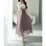 清楚見えする切り替え配色フレア袖ドッキングワンピース | Classical Elf | 詳細画像18