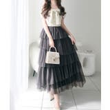 アイボリー×ブラック | 【mily bilet】一枚に大人可愛いを凝縮。リボンデザイントップス×チュール… | Classical Elf