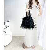 即華やか見え。ラインストーン付きチュールフリルドロスト巾着バッグ | Classical Elf | 詳細画像10