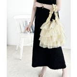 即華やか見え。ラインストーン付きチュールフリルドロスト巾着バッグ | Classical Elf | 詳細画像1