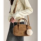 キャメル | 甘い見た目で実力派♪エンボスロゴスウェードライクミニボストンバッグ | Classical Elf