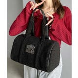 ブラック | 【mily bilet】ふわもこ感がたまらない主役バッグ♪ロゴ刺繍ボアボストンバ… | Classical Elf 