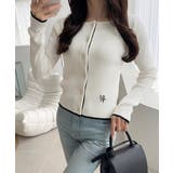 【mily bilet】女性らしさ漂う。裾配色ロゴ刺繍コンパクトニットカーディガ… | Classical Elf  | 詳細画像8 