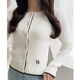 【mily bilet】女性らしさ漂う。裾配色ロゴ刺繍コンパクトニットカーディガ… | Classical Elf  | 詳細画像5 