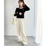 デコルテ華奢魅せ。チョーカー紐＆ブローチ付き胸シャーリングニットプルオーバー | Classical Elf  | 詳細画像10 