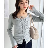 デコルテ華奢魅せ。チョーカー紐＆ブローチ付き胸シャーリングニットプルオーバー | Classical Elf  | 詳細画像19 