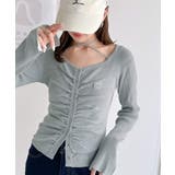 デコルテ華奢魅せ。チョーカー紐＆ブローチ付き胸シャーリングニットプルオーバー | Classical Elf  | 詳細画像20 