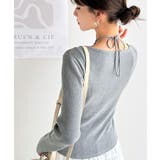 デコルテ華奢魅せ。チョーカー紐＆ブローチ付き胸シャーリングニットプルオーバー | Classical Elf  | 詳細画像24 