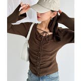 デコルテ華奢魅せ。チョーカー紐＆ブローチ付き胸シャーリングニットプルオーバー | Classical Elf  | 詳細画像25 