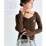 デコルテ華奢魅せ。チョーカー紐＆ブローチ付き胸シャーリングニットプルオーバー | Classical Elf  | 詳細画像27 