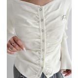 デコルテ華奢魅せ。チョーカー紐＆ブローチ付き胸シャーリングニットプルオーバー | Classical Elf  | 詳細画像33 