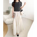 ふんわり大人ガーリーな雰囲気を。胸刺繍肩スリット半袖シャギーニットプルオーバー | Classical Elf  | 詳細画像15 