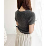 ふんわり大人ガーリーな雰囲気を。胸刺繍肩スリット半袖シャギーニットプルオーバー | Classical Elf  | 詳細画像17 