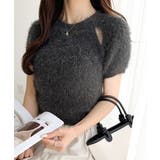 ふんわり大人ガーリーな雰囲気を。胸刺繍肩スリット半袖シャギーニットプルオーバー | Classical Elf  | 詳細画像19 