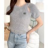 ふんわり大人ガーリーな雰囲気を。胸刺繍肩スリット半袖シャギーニットプルオーバー | Classical Elf  | 詳細画像20 