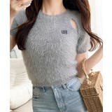 ふんわり大人ガーリーな雰囲気を。胸刺繍肩スリット半袖シャギーニットプルオーバー | Classical Elf  | 詳細画像21 