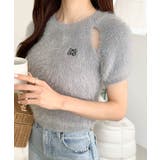 ふんわり大人ガーリーな雰囲気を。胸刺繍肩スリット半袖シャギーニットプルオーバー | Classical Elf  | 詳細画像23 