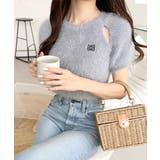 ふんわり大人ガーリーな雰囲気を。胸刺繍肩スリット半袖シャギーニットプルオーバー | Classical Elf  | 詳細画像25 