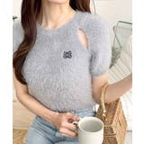 ふんわり大人ガーリーな雰囲気を。胸刺繍肩スリット半袖シャギーニットプルオーバー | Classical Elf  | 詳細画像26 