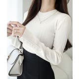 アイボリー | 【mily bilet】大人可愛い素材とシルエット♪袖ボタン使いランダムリブニッ… | Classical Elf 