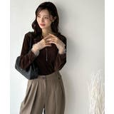 異素材ミックスで魅せる◎シアーベロア袖メッシュ切り替えプルオーバー | Classical Elf  | 詳細画像16 