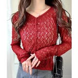 バーガンディー | 【mily bilet】華奢見えレースで大人の甘さを。クリアボタンシアーレースカ… | Classical Elf 