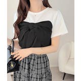 【mily bilet】一枚でサマになる。 フロントリボン布帛コンビ半袖Tシャツ | Classical Elf | 詳細画像10