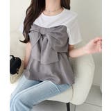 【mily bilet】一枚でサマになる。 フロントリボン布帛コンビ半袖Tシャツ | Classical Elf | 詳細画像15