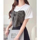 【mily bilet】一枚でサマになる。 フロントリボン布帛コンビ半袖Tシャツ | Classical Elf | 詳細画像28