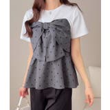 【mily bilet】一枚でサマになる。 フロントリボン布帛コンビ半袖Tシャツ | Classical Elf | 詳細画像1