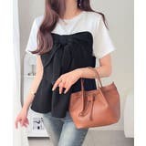 【mily bilet】一枚でサマになる。 フロントリボン布帛コンビ半袖Tシャツ | Classical Elf | 詳細画像2
