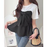 【mily bilet】一枚でサマになる。 フロントリボン布帛コンビ半袖Tシャツ | Classical Elf | 詳細画像4