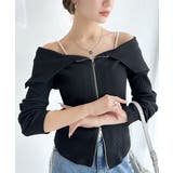 トレンドの韓国風。高見えダブルジップオフショルカットソー | Classical Elf  | 詳細画像11 